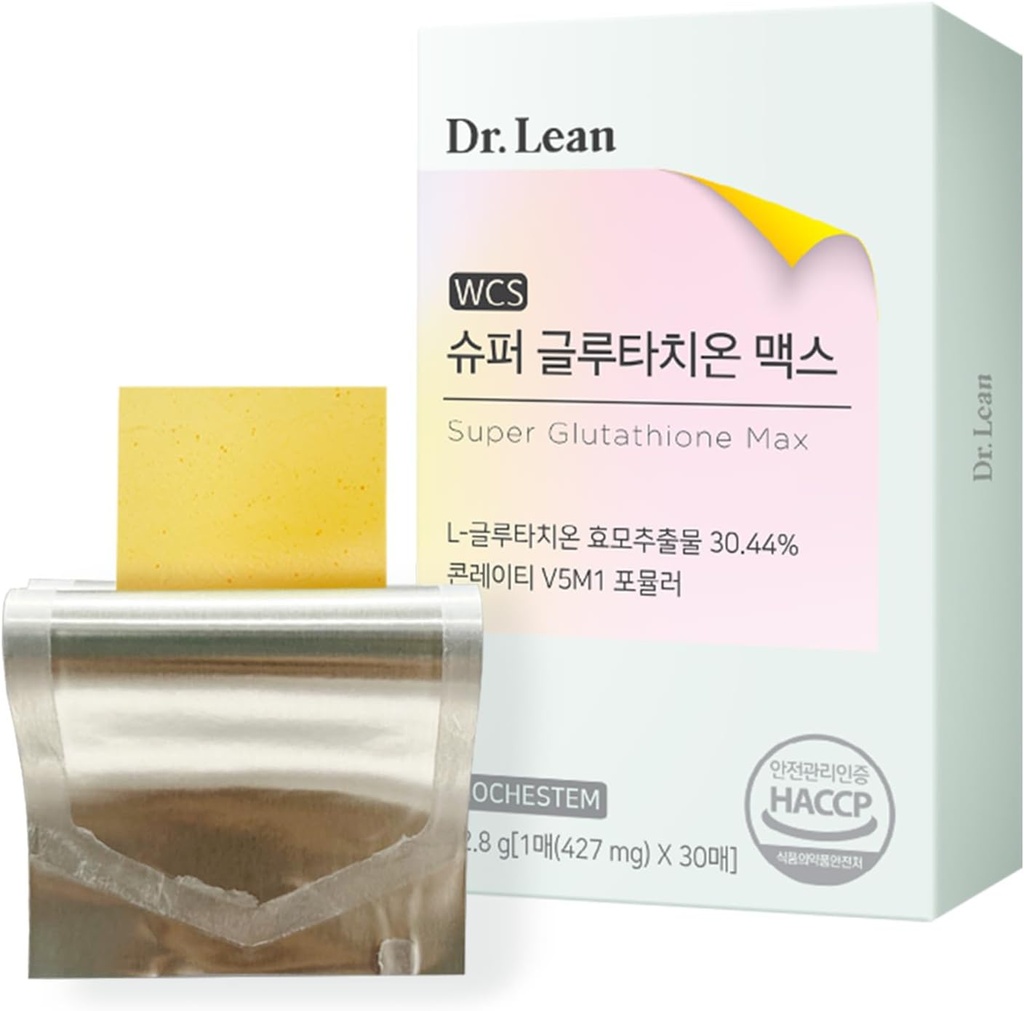 Dr. Lean Super Glutathione Max – 427mg høy potens striper med melk tistel, kollagen & hyaluronsyre | Fast-Melt ODF, antioksidant, hud og lever støtte, K-Beauty, laget i Korea (30 striper)