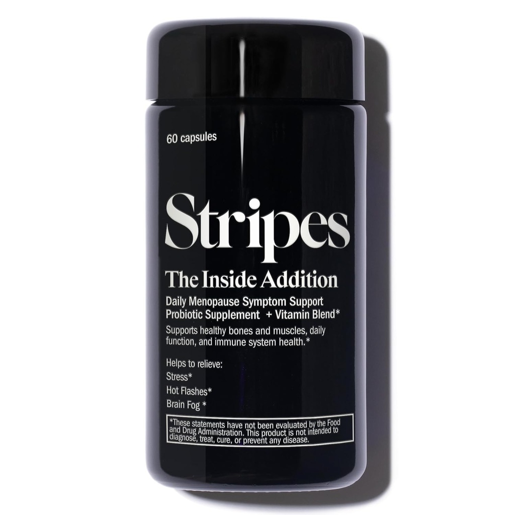 Stripes Skjønnhet Naomi Watts Tilleggsstøtte Perimenopause Menopause symptomer lindre varme blits Stress Brain Fog Probiotic Multi Vitamin 60 Ct