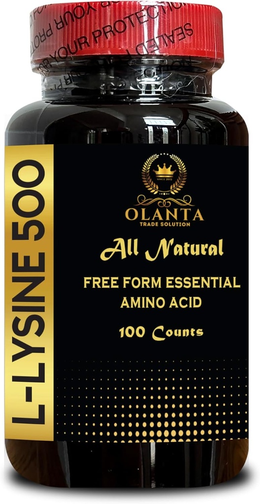 L-LYSINE 500 - Gratis Form Aminosyrer, L Lysinkompleks, Immunstøtte, Lip & Hud Helse Supplement, Support Hormone Regulation, L-Lysin Supplement - 1 Flaske 100 Teller