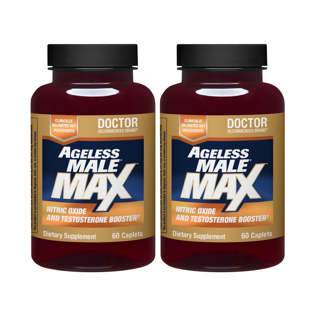 Aldersløs Mann Max Total Testosteron Booster Supplement for menn, 120 Caplets