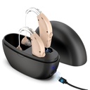 Høreapparater for eldre, T-TEST Oppladbare høreapparater digitale, bak øret BTE øreapparater, voksne lydforsterkning enheter med støyreduksjon, lagre for hørselstap, OTC, 1 par