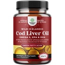 Icelandic Wild Fanget Cod Liver Oil Softgels - Fish Omega 3, EPA, DHA, Vitamin D & A, 1000mg Per Serving - Burpless Capsules for hjerte, felles, hjerne og immun støtte - 100 Teller