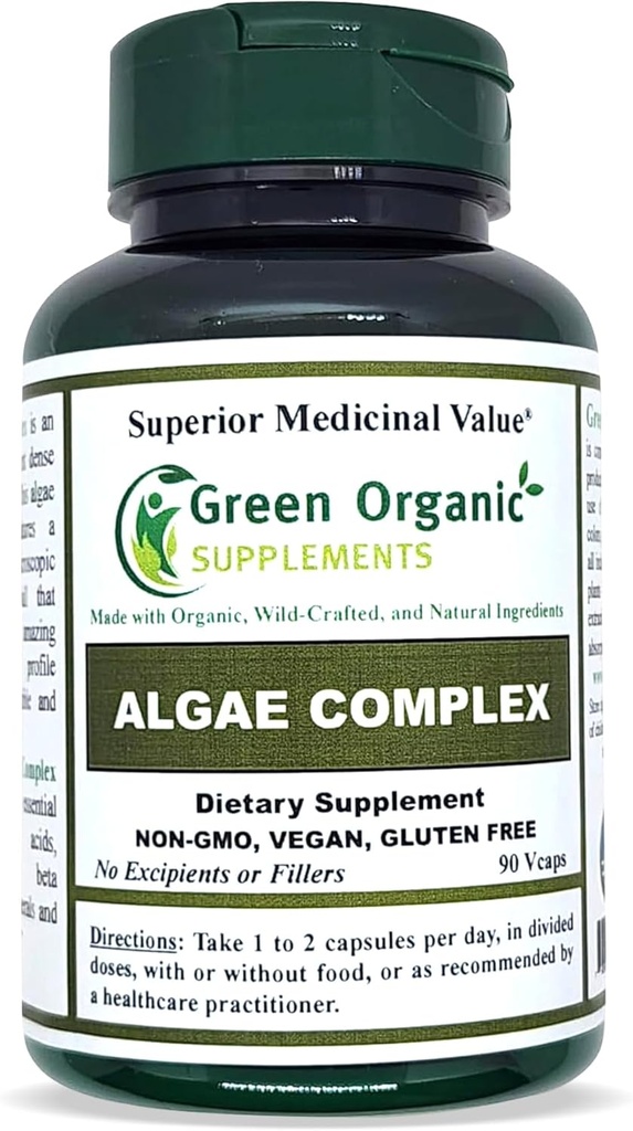 Algae, Fucoidan, Blå Grønn Algae, Kelp, Bladderwrack, Klorella, Spirulina, Irsk Moss, Dulse, 90 VCaps, høy absorberbar, ikke-GMO, Glutenfri (Single)