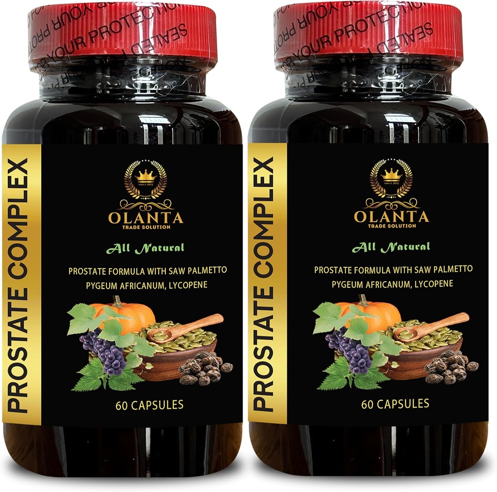 Generisk Natural Prostata Complex - Prostata Support Supplement for Mens Helse | Så Palmetto for menn | Prostata Herbal Complex | Ikke-GMO | Urin Tract | Lycopen, Pygeum, Pumpkin Seed - 2 flasker