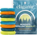 Cliganic 20 Pack Mosquito Avvisende armbånd for voksne og barn - Naturlig DEET-fri bands, individuelt omringet