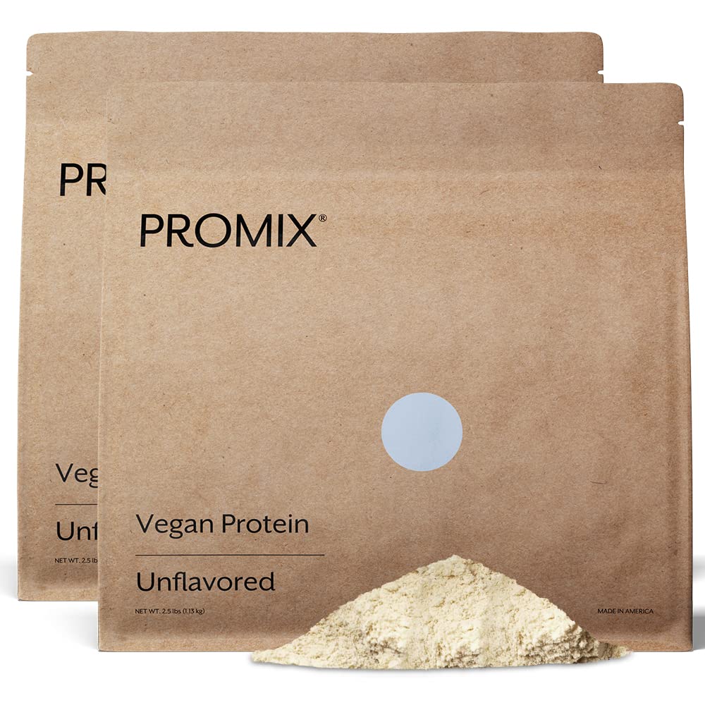 PreMix Nutrition Plant-basert Vegansk Protein pulver, uslavorert - Pea Protein & Vitamin B-12 - Post Workout Fitness & Ernæring Skaker, Smoothies, Bake & Matlaging Oppskrifter - 5 pund (Pack of 2)