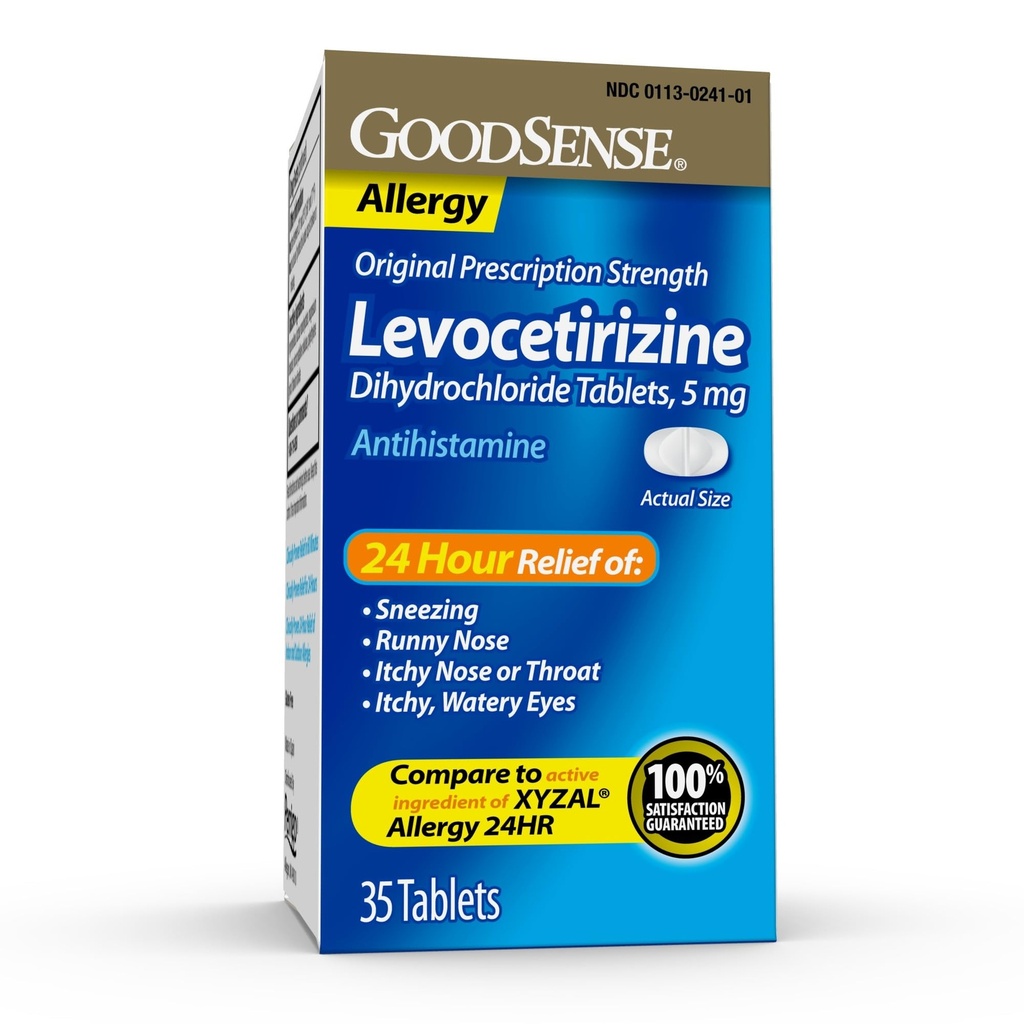 God Sense Levocetirizin Dihydrokloridtabletter, Antihistaminer, 5 mg, 35 teller (pakke med 1)