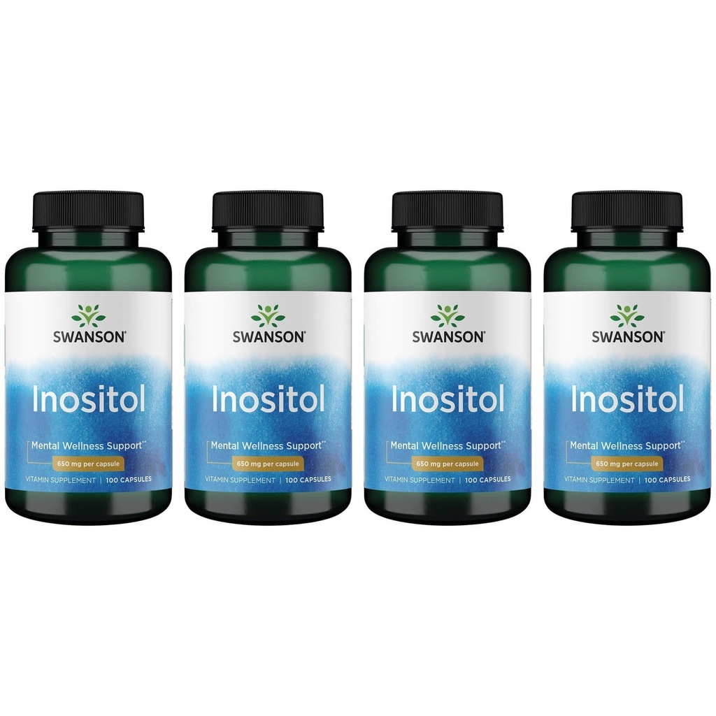Swanson Inositol 650 Milligrams 100 kapsler (4 pakke)
