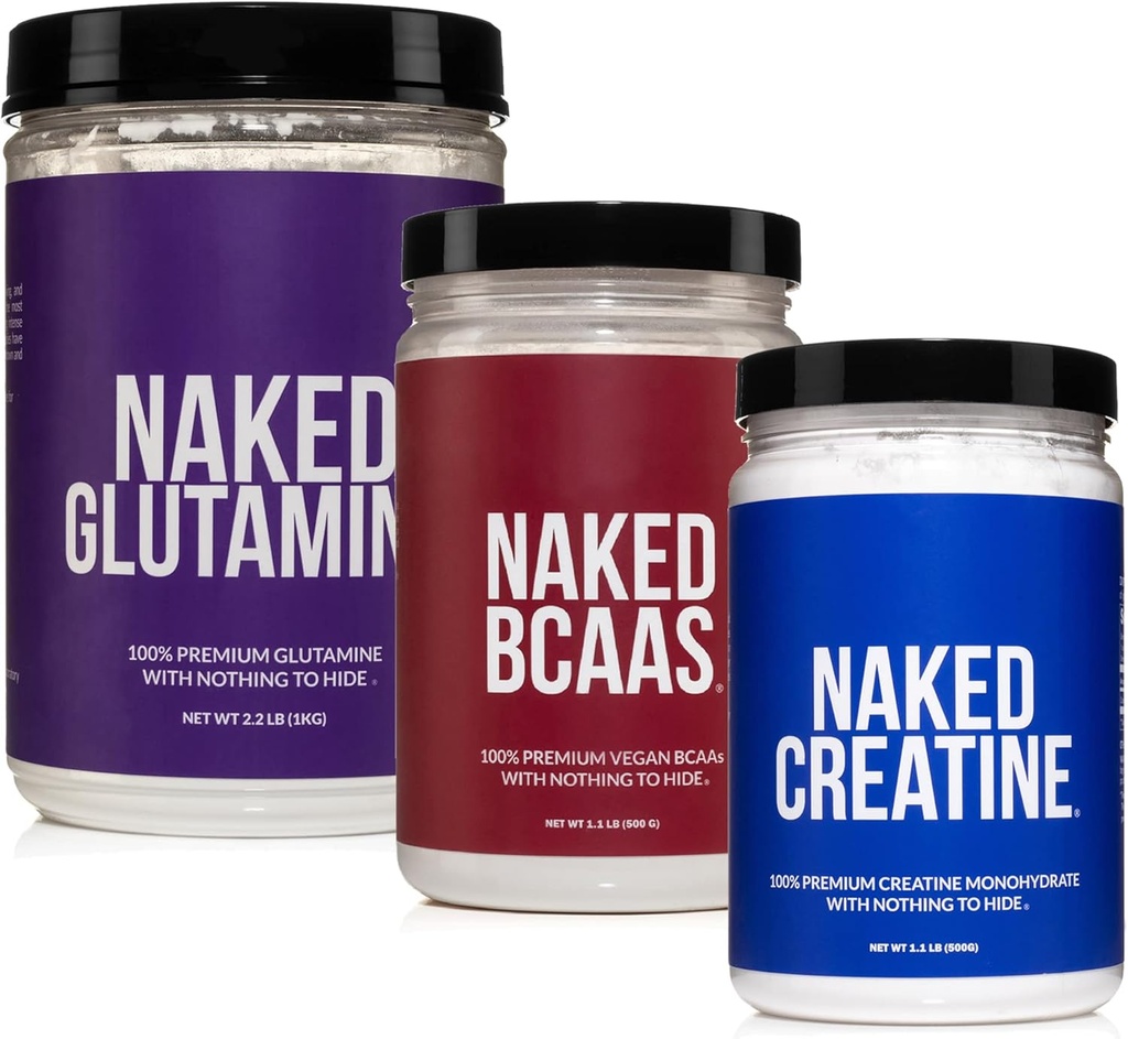 NAKED Muskelvekst og gjenoppretting Bundle: ren glutamin, kreatin, og uovertruffen BCAA