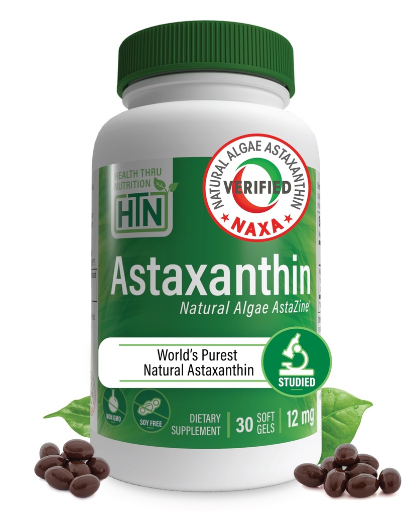 Helse Thru ernæring Astaxanthin Triple Styrke 12mg Supplement 30 Softgels | AstaZine fra Algae Organisk Voksen i Pristin Himalayan Vann | Hud og Visjon Støtte