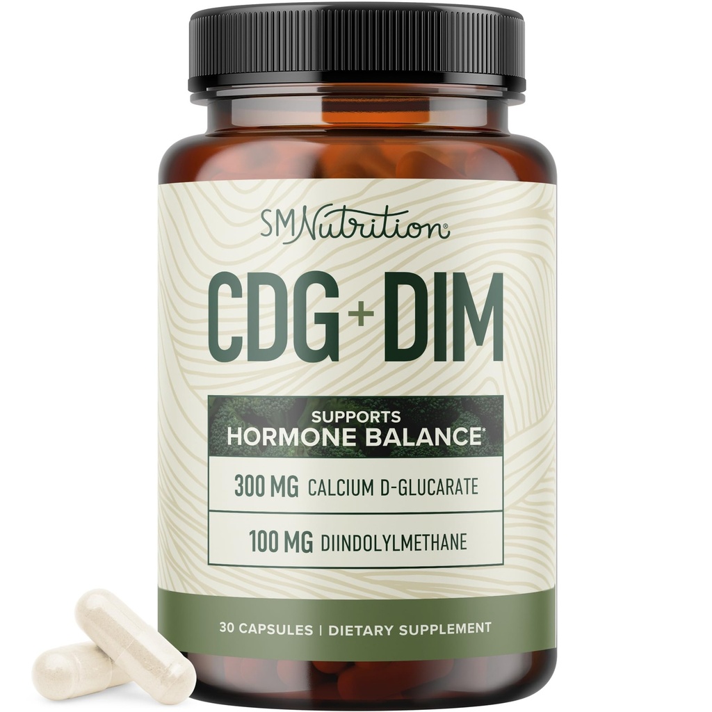 Kalsium D-Glucarate med DIM Supplement for østrogen Detox & Hormon Balance for kvinner og menn | Detox & Cleanse, Hormonal Acne, Menopause & CDG for Liver Support | Ikke-GMO, tredjeparts testet | 30ct