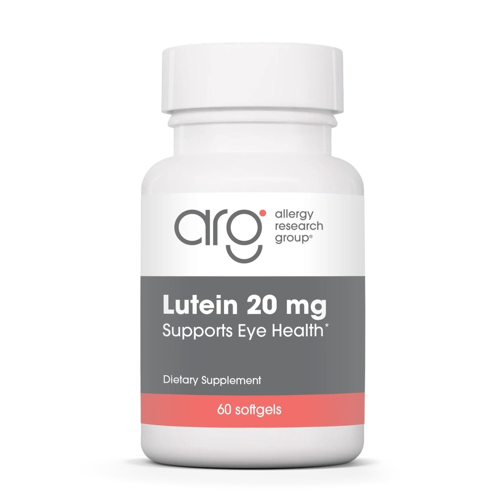 Allergi Forskningsgruppe Lutein Supplement - Øyevitaminer, 20mg Lutein og Zeaxanthin for øyne, Eye Health, Sight Care, Softgels - 60 greve