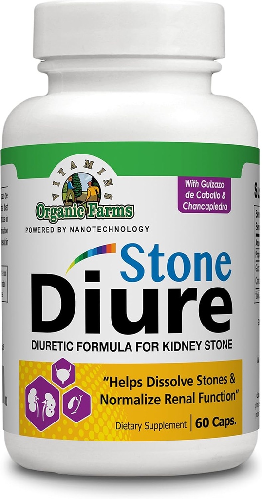 Diure Stone - 60 Caps - Diuretisk formel - 100% naturlig - Kosttilskudd