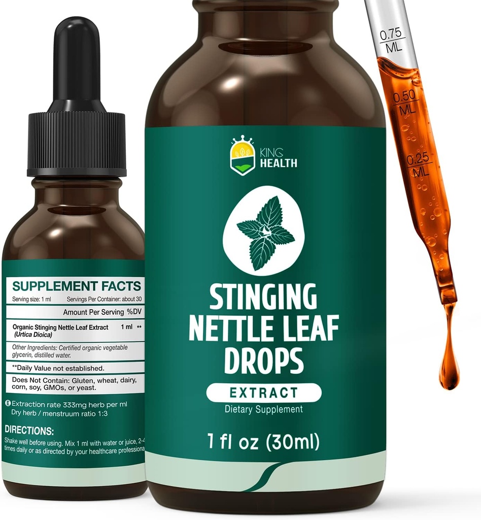 Sting Nettle Tinktur, Organisk Nettle Leaf Ekstrakt Væske, 98% Absorpsjon, Vegansk, Ikke-GMO, Glutenfri, Alkohol Free- 1 Fl Oz