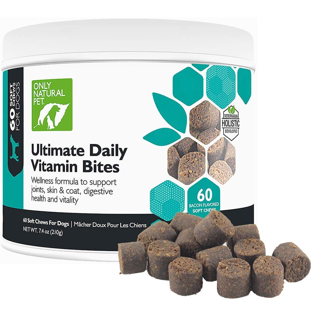 Bare naturlig kjæledyr Ultimate daglig vitaminer - komplett multivitamin supplement for hund balansert helse og vitalitet - Senior Small & Large Canine Food Immune Digestive Support -60 Soft Chews (pakke med 1)