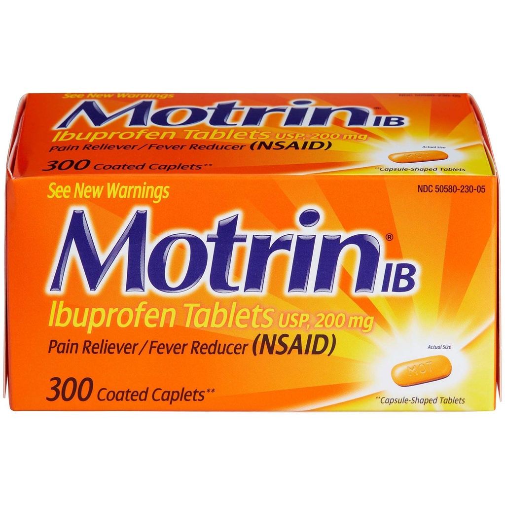 Motrin Ib Ibuprofen Tabletter Smerte Feber Reliever: 300 Coated Caplets