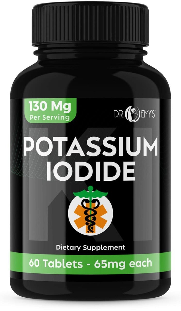Kalium jodide piller tabletter - 1-pakke 130mg serveringer Totalt 60 tabletter- Dr Emys Kalium jodide tabletter