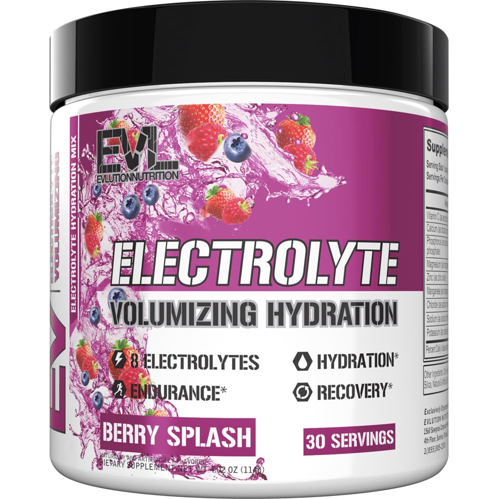 Evlution Ultimate Electrolytes pulver Hydration Drink - Rask Replenishing Hydration Powder Drink Blande med 8 Nøkkelelektrolyter og antioksidanter - Vegansk Glutenfri Keto Vennlig Blanding (Berry Splash)