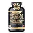 Resveratrol Supplement med Berberine Grønn Te Ekstrakt, Ceylon Cinnamon, Grape frø og Quercetin1000mg Quercetin, N Acetyl cystein, Acai 100% naturlig, Maks styrke i USA