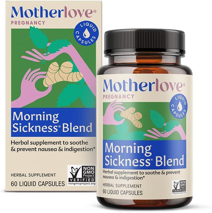 Mormormorsykhet blanding (60 flytende caps) Herbal Supplement for morgensykhet lindring - Vegan, ikke-GMO, organisk urter, Kosher, Soja-fri