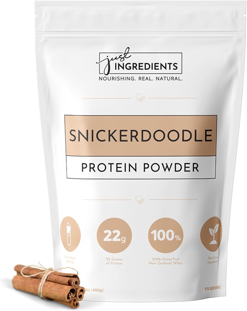 Bare ingredienser Proteinpulver | Snickerdoodle Protein pulver laget med 100% Grass Fed, ikke denaturert Whey | Fire forskjellige proteinkilder | Organic hele mat ingredienser | 15 Servering | 22g protein