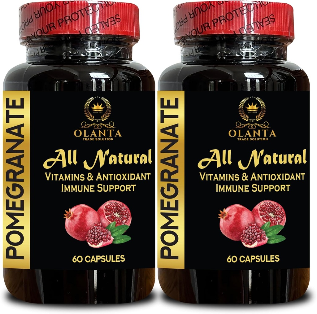 Pomegranate ekstrakt - Kosttilskudd for antioksidant, Superfood pulver kapsler for menn og kvinner, Naturlig Pomegranate piller, Anti-Aging Supplement - 2 flasker 120 kapsler