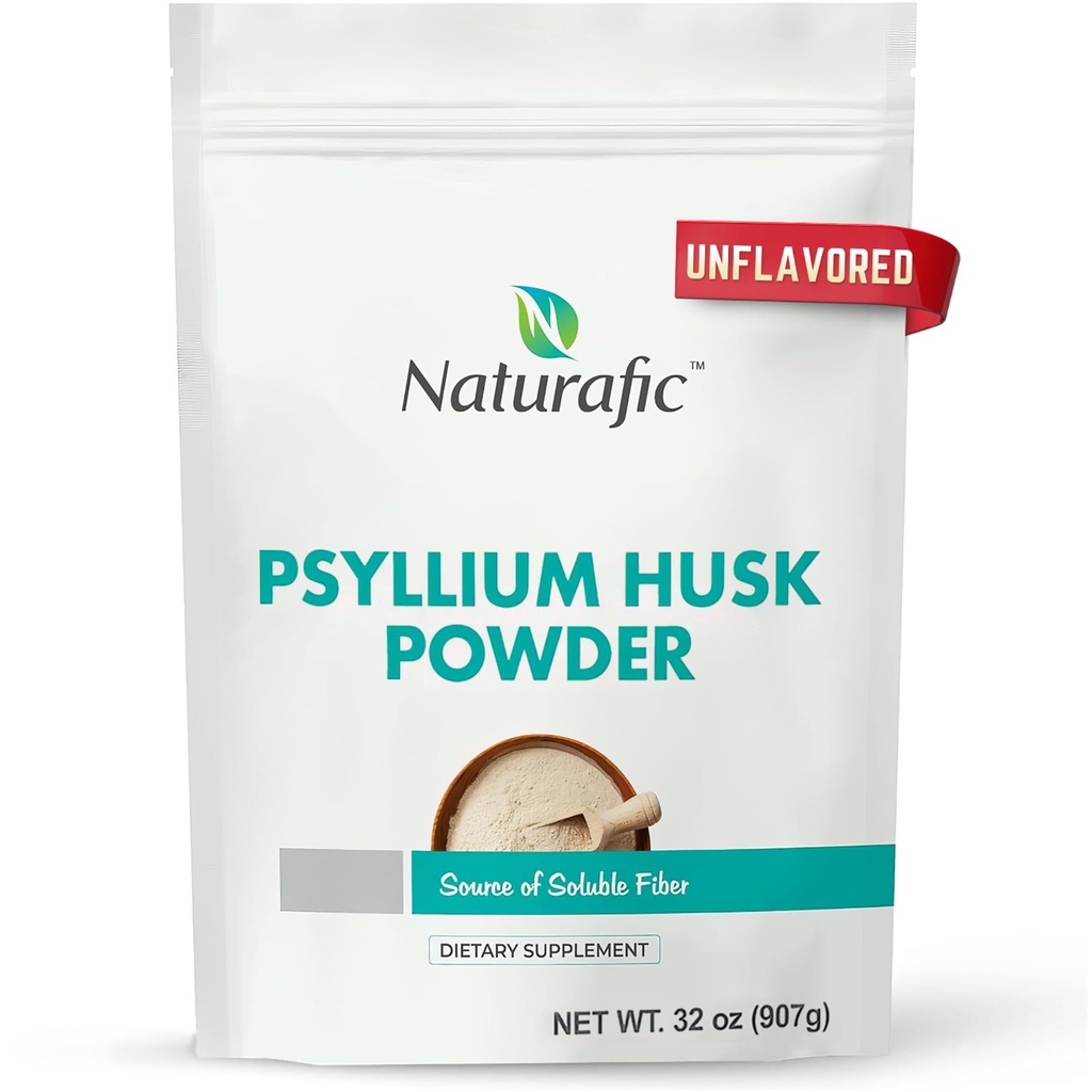 Psyllium Husk pulver Unflavored – Digestiv Fiber Supplement for Bowell Regularity & Gut Helse – Ikke-GMO, Glutenfri, Vegansk, Keto Vennlig – 32oz