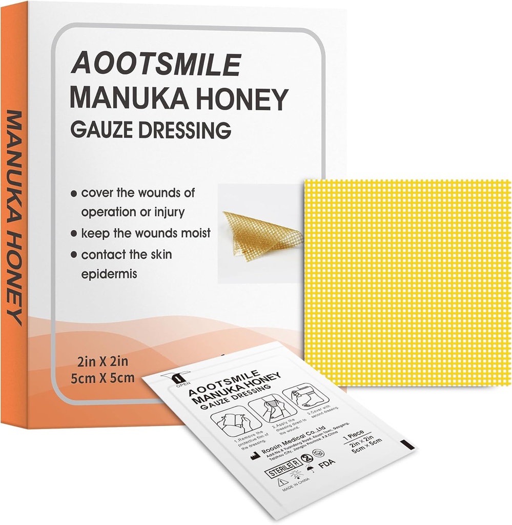 Manuka honning sår omsorg - honning sår dressing 2" x 2" honning medisinsk bandage sår patch for mindre slips, kutt, lacerasjoner, skald og brenner for sår healing, 10 stk