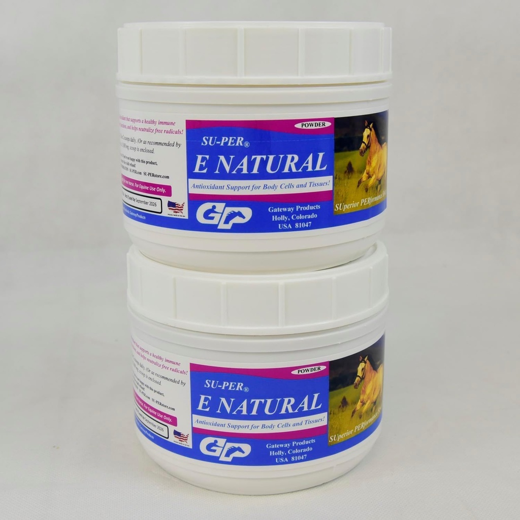 SU-PER E Naturlig hest vitamin E Supplement - Konsentrert vitamin E Supplement for ytelse hester - 1 pund, (2 pakke)