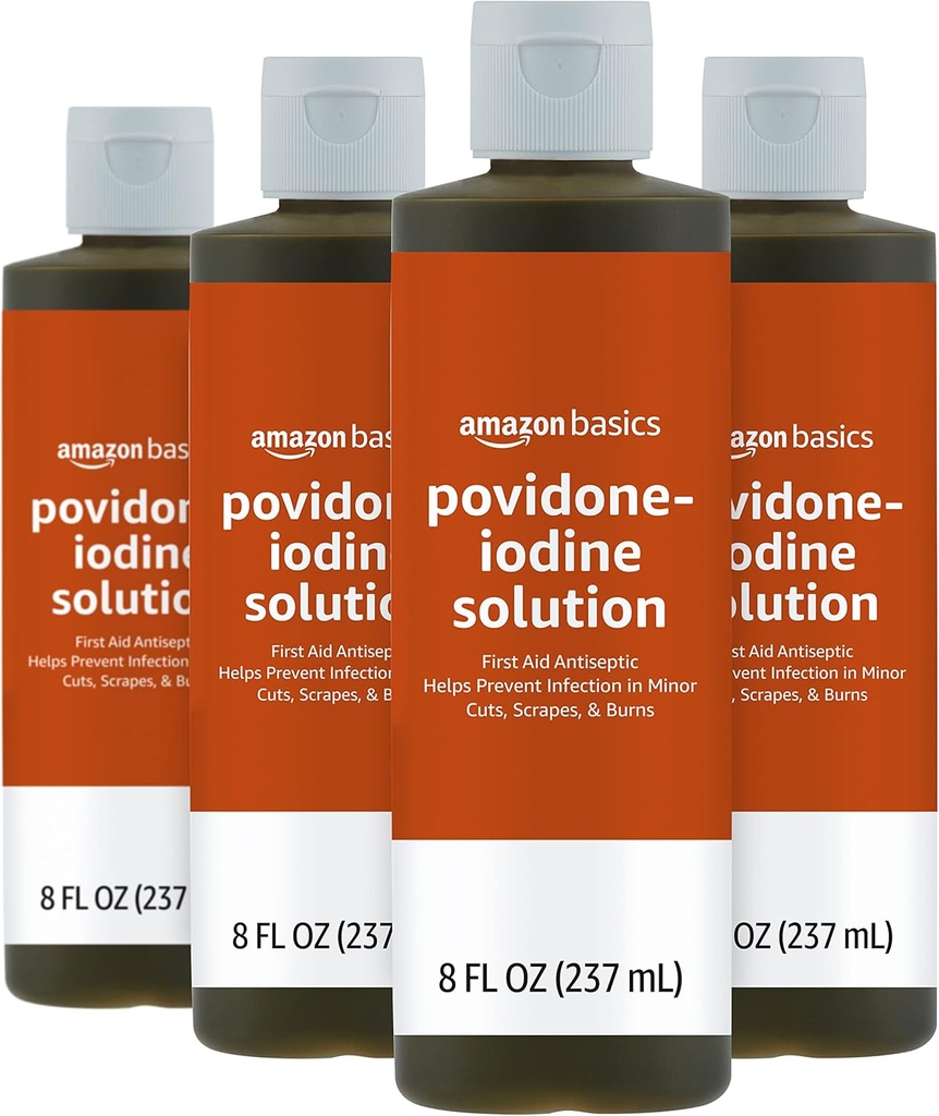 Grunnleggende Førstehjelp Antiseptisk, 10% Povidon Iodin løsning, 8 Fl Oz, Pakke med 4