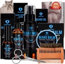 Beard Grooming Kit,Beard Kit med Beard Olje, Beard Growth Serum, Beard Vaske, Beard Balm, Beard Brush, Beard Comb, Beard & Mustache Scissors Beard Growth Kit unike gaver for menn