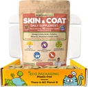 Hud og coat Supplement med fiskeolje og omega 3 for hunder og katter - Hunde Itch Relief Pet Supplement for shedding, tørr kløende hud og allergier - hundallergi behandling vitaminer (90 faner)