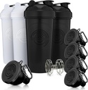 GOMOYO Fitness Bundle - 4-Pack Shaker Flasker med Agitator + 5-Pack Protein Funnels med Carabiner, BPA-fri og oppvaskmaskin trygt