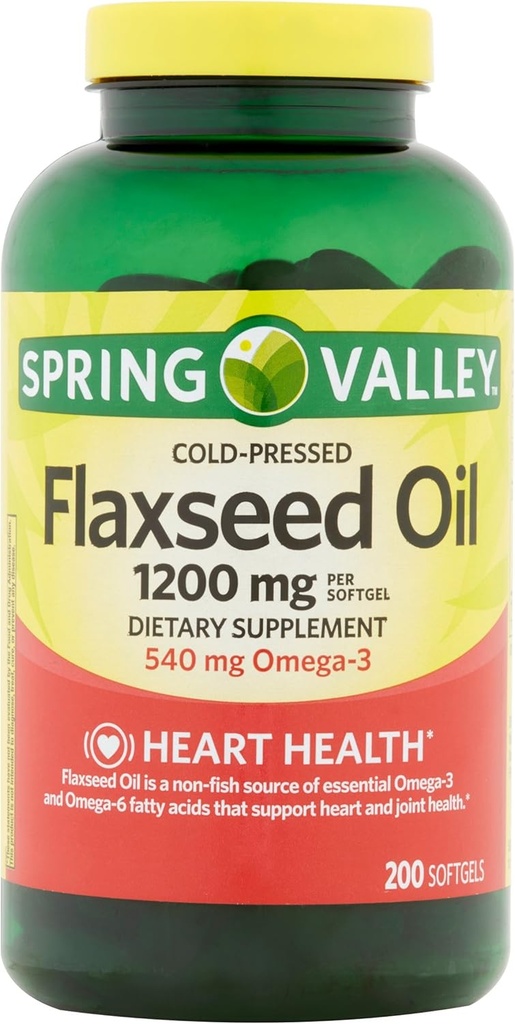Spring Valley - Flaksfrøolje 1200 mg, 200 Softgels