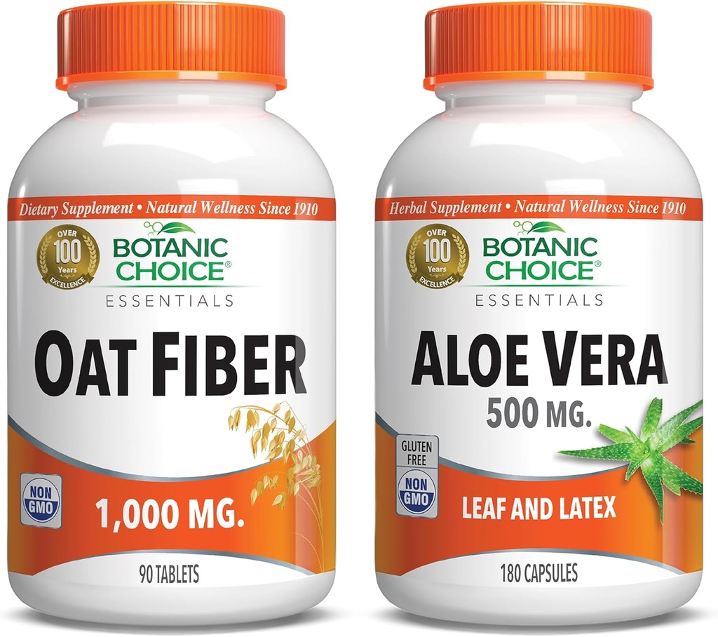 Botanisk valg - Oat & Aloe Vera: Diett Fiber & Digestiv Helse Supplement Bundle