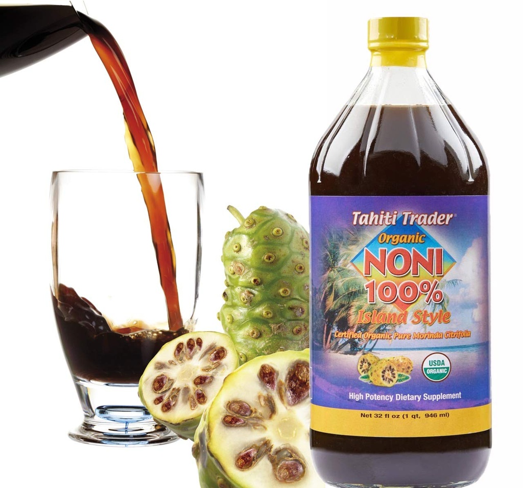 Tahiti Trader Island Style High Potency Noni Juice - ren ni fruktjuice som er fermentert til vinegar - organisk antioksidant supermat støtte energi og kroppshelse - (32oz, 1 pakke)