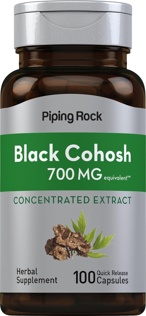 Piping Rock Svart Cohosh Root ekstrakt | 700 mg | 100 kapsler | Konsentrert | Ikke-GMO, Glutenfri Supplement