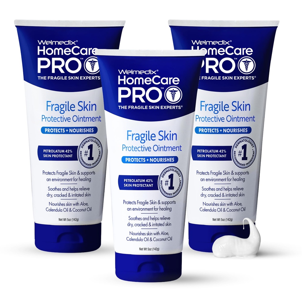 Welmedix Fragile Hud Beskyttende Ointment  Hospital Sykehus klasse healing Ointment, Barrier krem & hudbeskyttende v / Calendula for behandling av Eczema, Psoriasis, Dermatitis, Bed Sores, Chafing (Pack of 3)