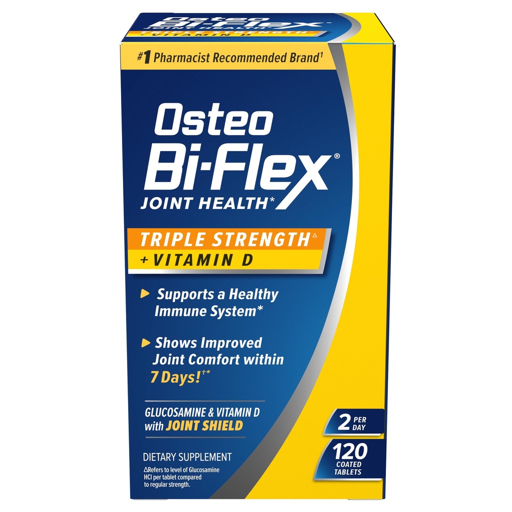 Osteo Bi-Flex trippel styrke med vitamin D glukosamine Chondroitin felles helse supplement, belagte tabletter, rød, 120 greve