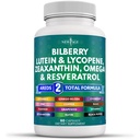 NEW AGE Eye Health Vitaminer med Bilbær Lutein & Zeaxanthin Lycopen Resveratrol Grape frø Astaxanthin - Øyevitamin - 60 greve