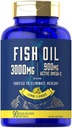 Carlyle Fish Oil 3000mg Omega 3 | 90 Softgels | Lemon Flavor | Ikke-GMO og Glutenfri Supplement