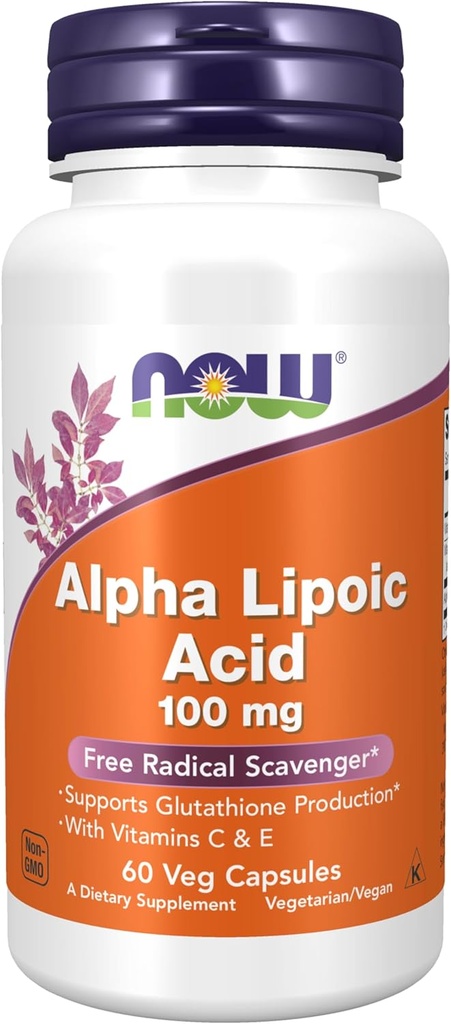 NÅ Mattilskudd, Alpha Lipoic Acid 100 mg med vitaminer C & E, gratis radikal Scavenger*, 60 Veg Kapsler