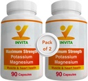 Invita Kalium Magnesium Supplement (180 kapsler) Høy absorpsjon Kalium Magnesium Kompleks med Aspartat & Klorid - støtter kardiovaskulære, muskler og nerve helse - Ikke GMO & Glutenfri