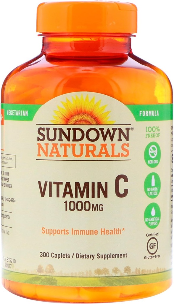 Solnedgang vitamin C, 1000 Mg, høy styrke, 300 greve flasker