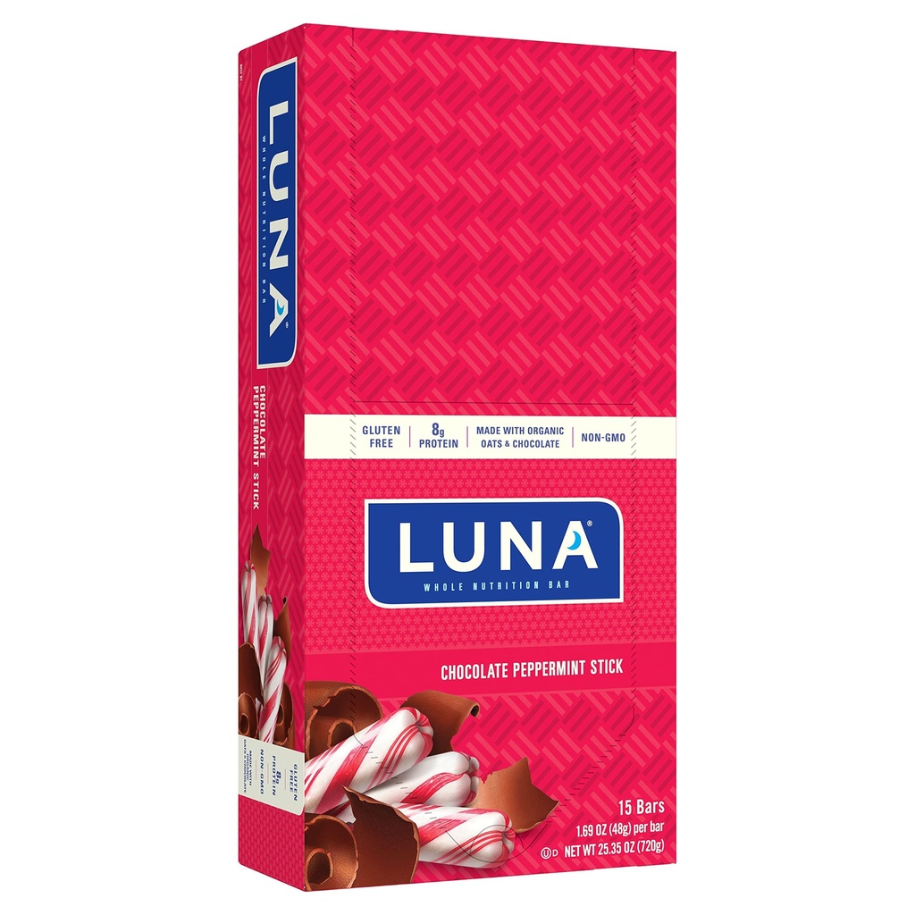 LUNA BAR - Glutenfri Snack Barer - Sjokolade Peppermynte Stick -8g av protein - Ikke-GMO - Plantebaserte Helsome Snacking - På Go Snacks (1.69 Ounce Snack Bars, 15 grev)
