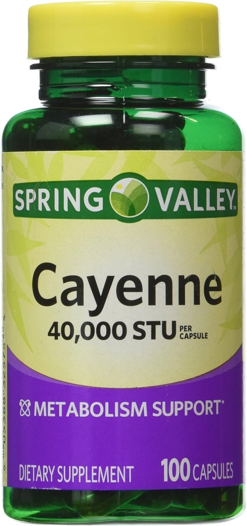 Spring Valley - Cayenne Fruit 40.000 STU, Hele urt, 100 kapsler