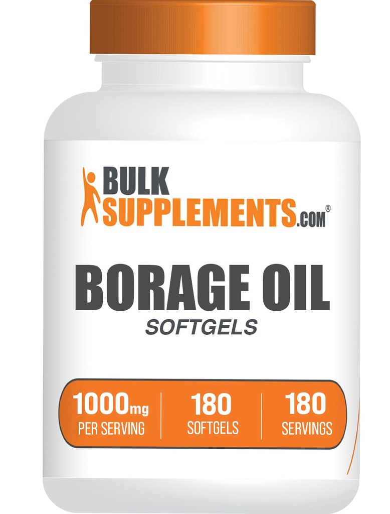 BulkSupplements.com Borage Olje Softgels - Gamma Linolenic Acid Supplement, Borage Olje Supplements, Borage Olje 1000mg - Glutenfri, 1 Softgel per Serving, 180 Count (Pack of 1)