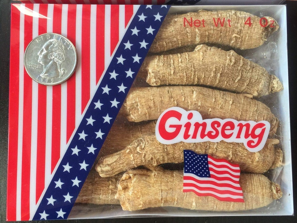 Amerikansk Ginseng fra Wisconsin, Ginseng Root / Ginseng Slice / Ginseng Te, 4 Ounce (Jumbo Long Roots)