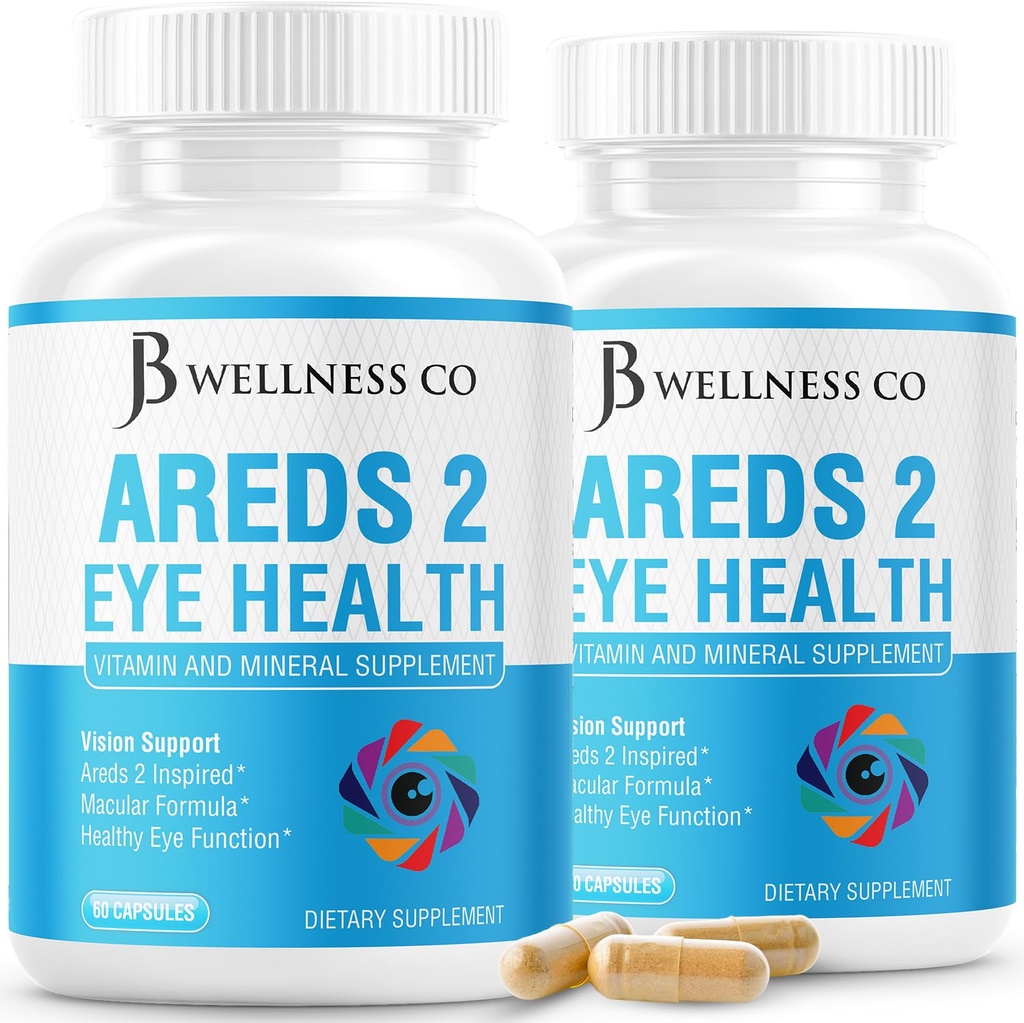 JB wellness AREDS 2 Eye Vitamin & Mineral Supplement, inneholder Lutein, Vitamin C, Zeaxanthin, Sink & Vitamin Forbedring Visjon Supplement - 120 Telling